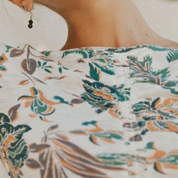 Free People We The Free Dreamed of You Tee in Teal Combo NWT XS with Stretch - Picture 4 of 15